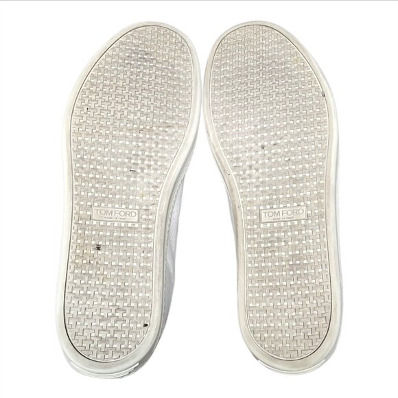 TOM FORD | Warwick White Grained Leather Low-Top Sneakers in Size US 16 - Picture 9 of 10